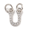 Initial Letter Brass with Cubic Zirconia Charms KK-Q814-26U-P-1