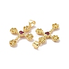 Cross with Flower Brass Micro Pave Cubic Zirconia Pendants KK-G435-06G-04-3