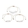 3Pcs 3 Style Natural Quartz Crystal Braided Bead Bracelets Set BJEW-JB09334-09-1
