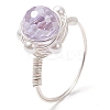 Round Glass & Shell Pearl Finger Rings RJEW-JR00795-4
