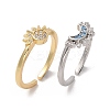 2Pcs 2 Style Cubic Zirconia Open Cuff Rings Set LS-RJEW-B050-01-1