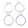 4Pcs 4 Colors Summer Natural Shell & Synthetic Magnesite Star & Glass Seed Beaded Anklets AJEW-AN00680-2