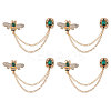 4Pcs Rhinestone Bee & Rectangle Hanging Chain Brooch JEWB-CA0001-69-1