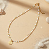304 Stainless Steel Saint Benedict Medal Pendant Glass and Brass Beaded Short Necklaces for Women Daily Wear LS-AB8901-4