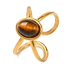 Oval Natural Tiger Eye Finger Rings RJEW-Q822-22G-03-1