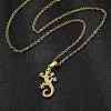 Gecko 201 Stainless Steel Pendant Necklaces & Stud Earrings Sets for Women SJEW-Q025-07G-2