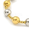 304 Stainless Steel & 201 Stainless Steel Round Beaded Bracelets for Women BJEW-G717-03C-GP-2