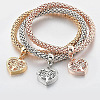 3Pcs Alloy Rhinestone Charm Bracelets WGE2207-01-2