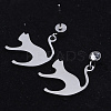 201 Stainless Steel Kitten Dangle Stud Earrings LS-EJEW-T008-JN745-2