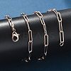 Brass Round Oval Paperclip Chain Necklace Making MAK-S072-04A-RG-4