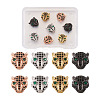 8Pcs 4 Colors Brass Micro Pave Black & Green Cubic Zirconia KK-KS0001-19-1