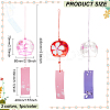 BENECREAT 3Pcs 3 Colors Japanese Sakura Glass Wind Chimes HJEW-BC0001-51-2