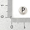 925 Sterling Silver Flat Round with Letter Beads STER-G044-01AS-P-3