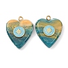 304 Stainless Steel Resin Pendants STAS-F352-07A-01-1