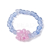 5Pcs 5 Colors Flower Glass Beads Stretch Rings for Women RJEW-JR00744-2
