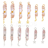 12Pcs 6 Styles Electroplated Natural Quartz Crystal Pointed Copper Wire Wrapped Bullet Pendants PALLOY-FH00161-1