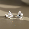 925 Sterling Silver Micro Pave Clear Cubic Zirconia Stud Earrings EJEW-G443-01P-2