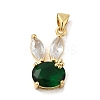 Rack Plating Brass Micro Pave Cubic Zirconia Pendants KK-P241-20G-01-1