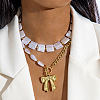 CCB Plastic Bowknot Pendant Alloy & Plastic Pearl Beaded Double Layered Necklaces for Women FS-WG4655B-23-1
