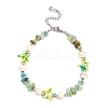 Dyed Synthetic Turquoise Starfish & Natural Flower Amazonite Chip Beaded Anklets with 304 Stainless Steel End Chains AJEW-AN00733-03-2