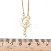 Brass Micro Pave Clear Cubic Zirconia White Moon with Star Pendant 304 Stainless Steel Chain Necklaces for Women NJEW-D341-11G-5