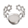 Hollow Flower 304 Stainless Steel Cuff Ring Components STAS-P454-03B-P-2