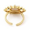Cubic Zirconia Sun with Evil Eye Open Cuff Ring with Enamel RJEW-B042-08G-3
