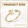 1Pc Brass Micro Pave Clear Cubic Zirconia Open Cuff Rings for Women RJEW-LP0002-37R-2