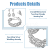 Crystal Rhinestone Teardrop Dangle Stud Earrings & Chain Bracelet & Rhombus Adjustable Ring SJEW-FI0001-19-4