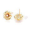 Brass ABS Imitation Pearl Stud Earrings EJEW-T048-03G-2