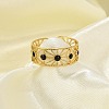 Hollow Out 304 Stainless Steel Enamel Cuff Rings for Women RJEW-G338-11G-2