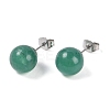 Natural Green Aventurine Stud Earrings EJEW-Z060-04P-01-2