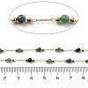 Green Aventurine & Snowflake Obsidian & 304 Stainless Steel Beads Link Chains CHS-K021-01G-01-3