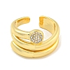 Brass Micro Pave Clear Cubic Zirconia Round Open Cuff Ring for Women LS-RJEW-M173-09B-G-2