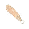 2Pcs Electroplated Natural Quartz Crystal Dyed Copper Wire Wrapped Pendants PALLOY-JF03173-02-5