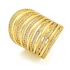 Brass Micro Pave Clear Cubic Zirconia Cuff Finger Rings RJEW-B069-05G-1