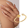 1Pc Letter Brass Rhinestone Open Cuff Rings for Women AJEW-LP0004-47B-G-1
