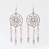 Alloy Glass Pearl Dangle Earrings EJEW-JE02097-2