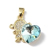 Real 18K Gold Plated Rack Plating Brass Micro Pave Clear Cubic Zirconia Pendants KK-C015-23G-07-1