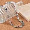Brass Colorful Cubic Zirconia Cup Chain Oval & Rectangle Necklaces for Women NJEW-M079-05P-2