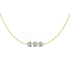 Clear Cubic Zirconia 3 Flat Round Link 925 Sterling Silver Cable Chain Necklaces for Women NJEW-S457-08G-3