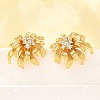 Flower Brass Micro Pave Cubic Zirconia Stud Earrings EJEW-B148-08A-G-1