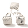 Natural Howlite Adjustable Rings RJEW-H240-01S-18-1
