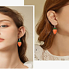2 Pairs Carrot Alloy Resin Dangle Earrings for Women EJEW-LP0001-54-4