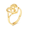 Real 18K Gold Plated Brass Alphabet Adjustable Rings RJEW-M139-18P-1