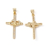 Rack Plating Brass Micro Pave Cubic Zirconia Pendants X-ZIRC-C040-45G-02-1