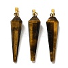 Natural Tiger Eye Pointed Pendants G-D089-01G-03-1