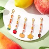 5Pcs 5 Styles Thanksgiving Day Alloy Enamel & Glass Seed Leaf Pumpkin Corn Pendant Decorations HJEW-JM04316-1