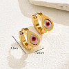 Fashionable Classic 201 Stainless Steel Teardrop with Evil Eye Hoop Earrings DM1893-5