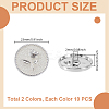20Pcs 2 Colors 1-Hole Alloy Shank Buttons BUTT-GA0001-40-2